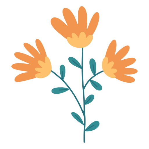 Flores planas laranja vívida Desenho PNG