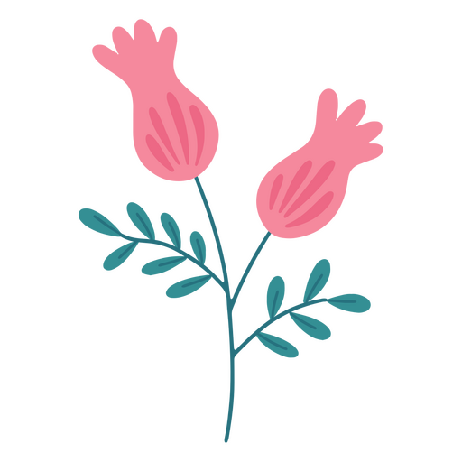 Süße flache rosa Blüten PNG-Design