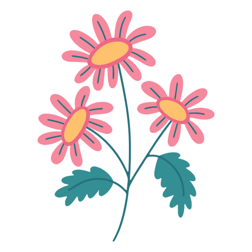 Flores rosa vívido plano Desenho PNG