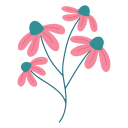 Beautiful flowers flat pink blue PNG Design