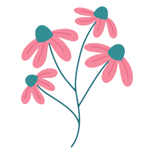 Beautiful flowers flat pink blue PNG Design