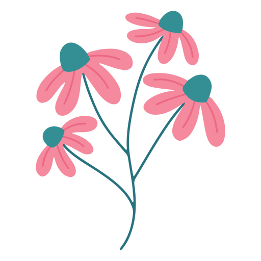 Schöne Blumen flach rosa blau PNG-Design