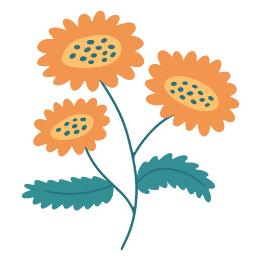 Flores amarelas planas vívidas Desenho PNG