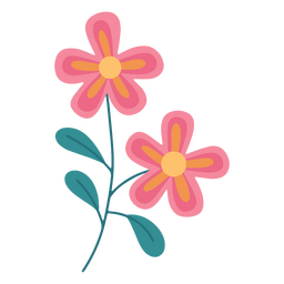Bunte Blumen flach lebendig PNG-Design