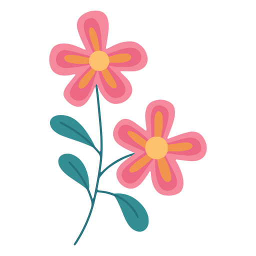 Bunte Blumen flach lebendig PNG-Design