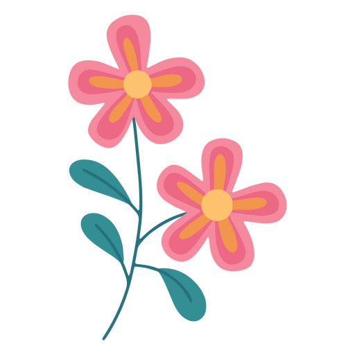 Flores coloridas planas vívidas Diseño PNG