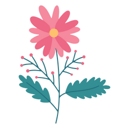 Cute pink flat flower PNG Design