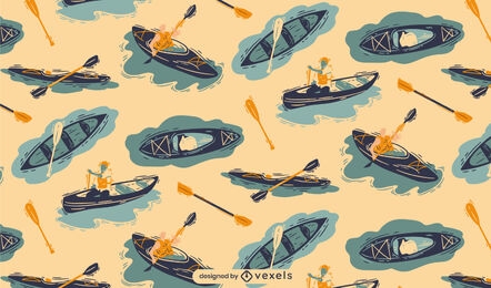 Canoe and kayak in lake pattern design