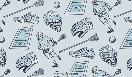 Diseño de patrón de elementos deportivos de lacrosse