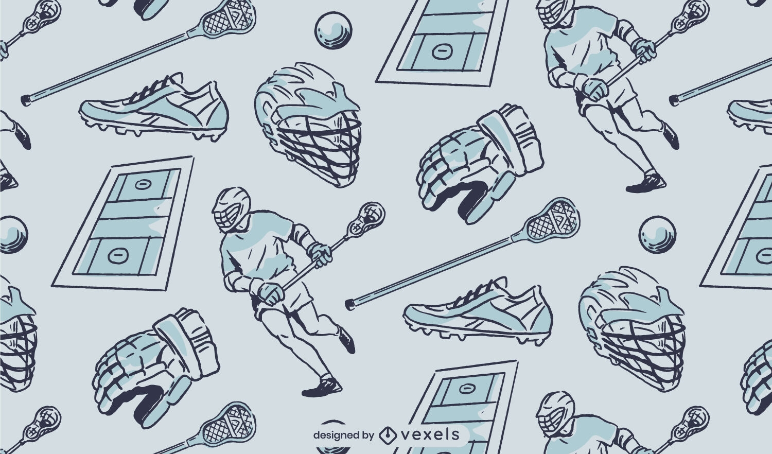 Design de padrão de elementos esportivos de lacrosse