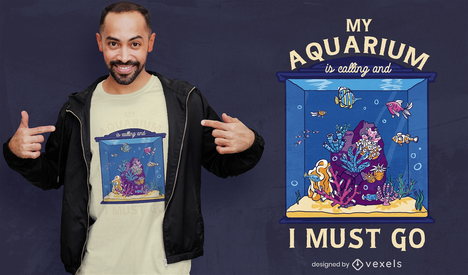 Aquarium mit Fisch-T-Shirt-Design