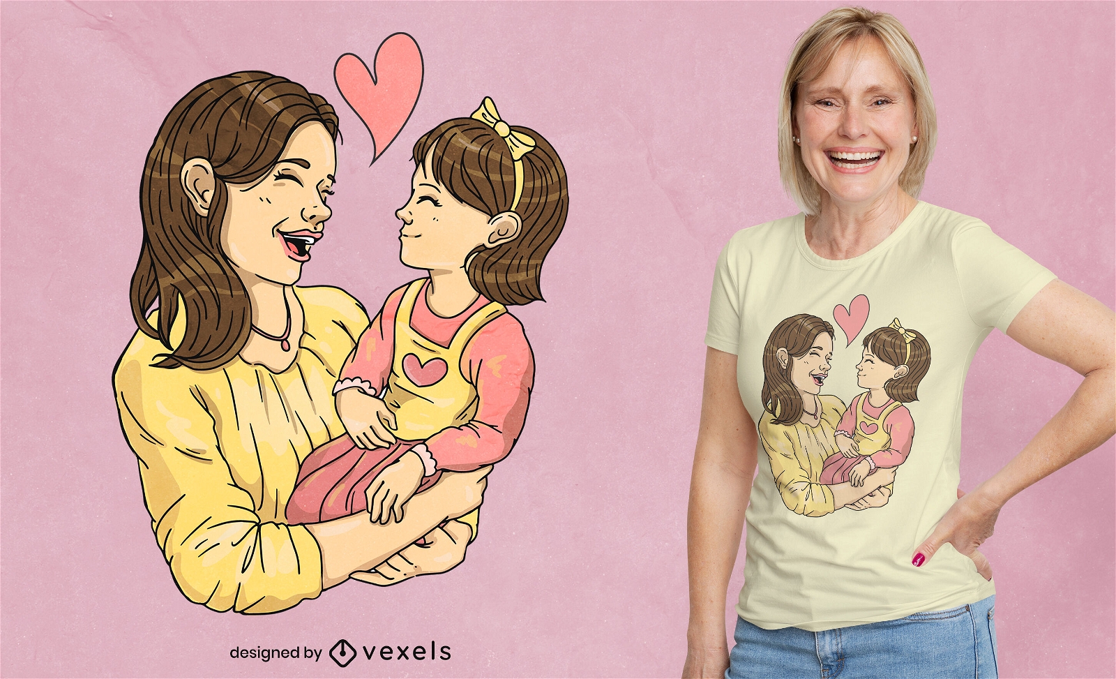 Mother and daughter love t-shirt design