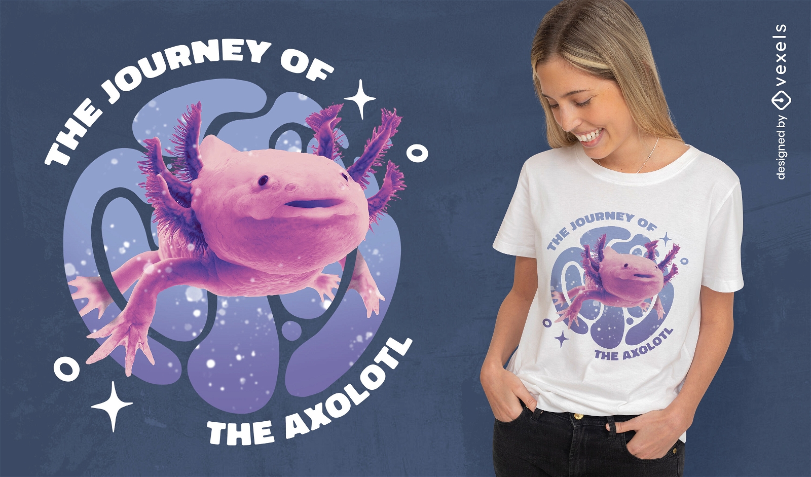 Design de camiseta psd axolotl realista