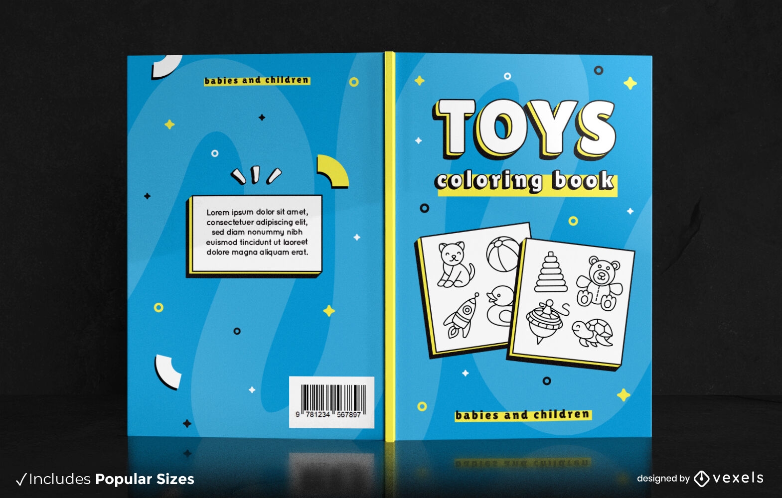 Desenho de capa de livro para colorir de brinquedos