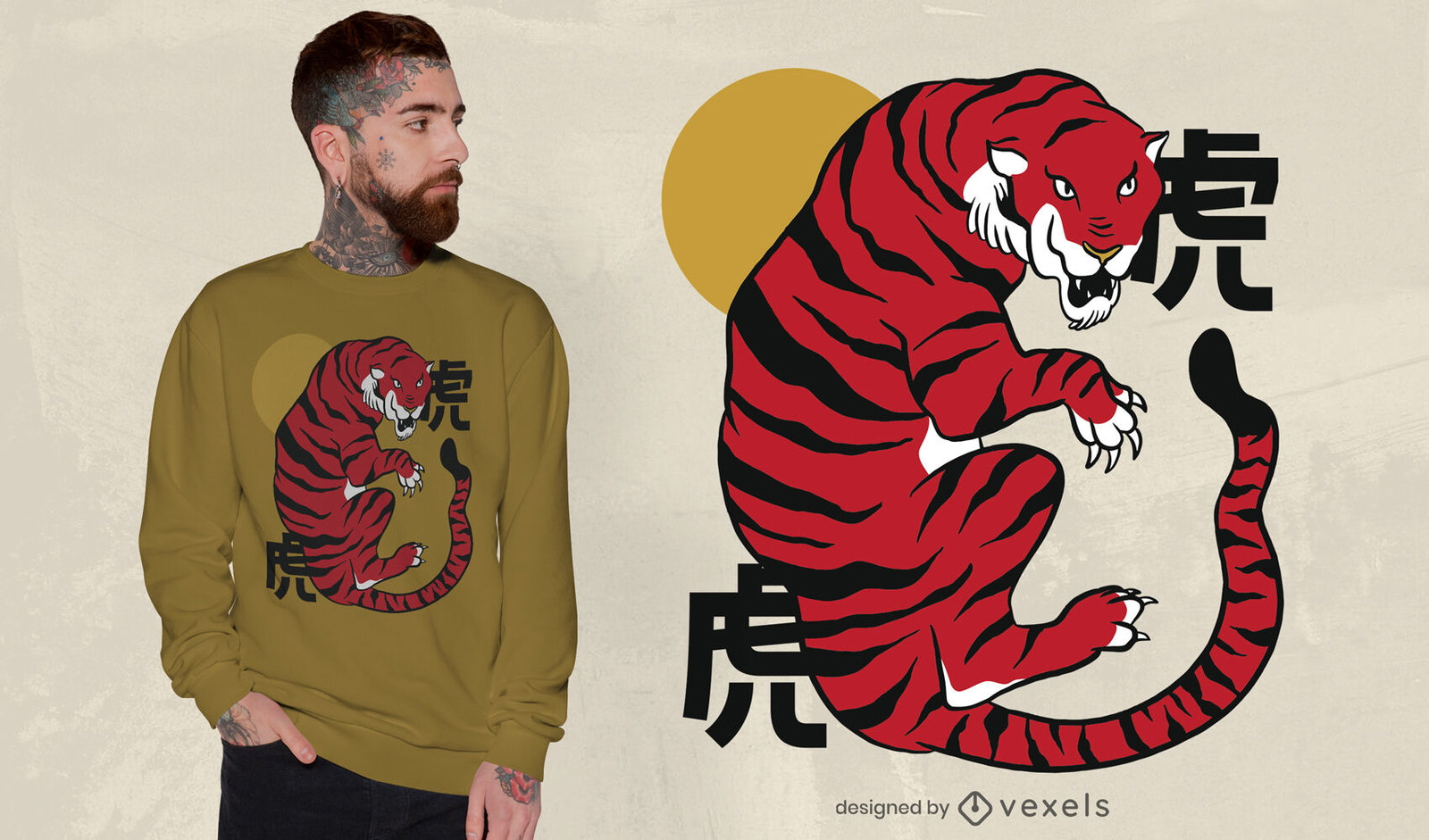 Design de camiseta de ano novo chinês animal tigre