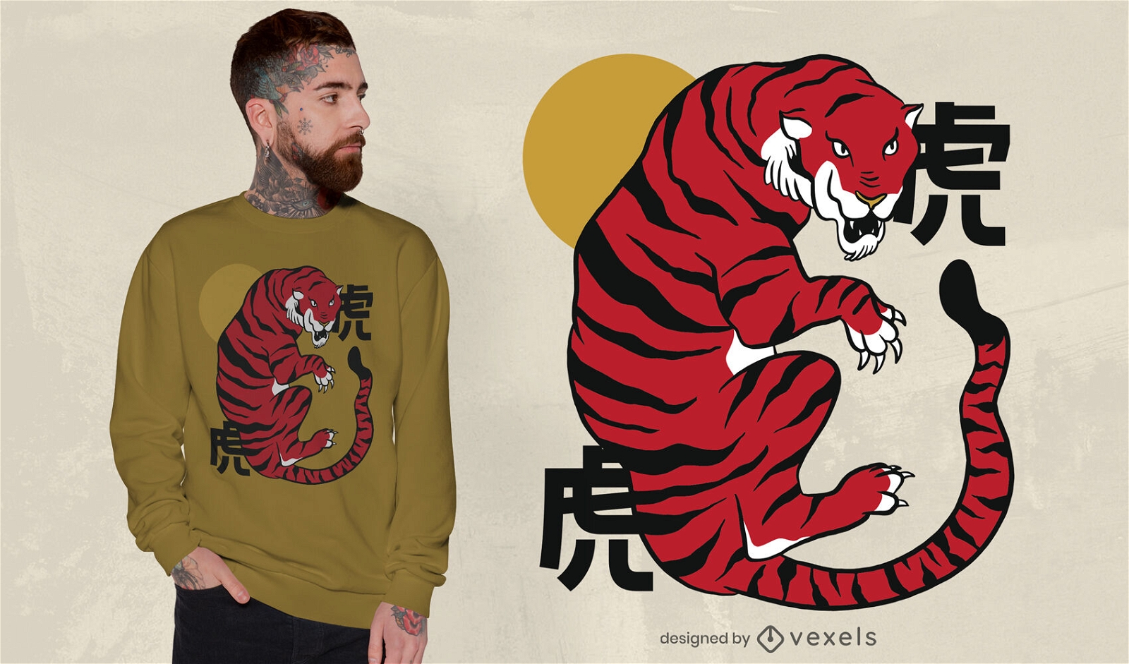 Diseño de camiseta de año nuevo chino animal tigre