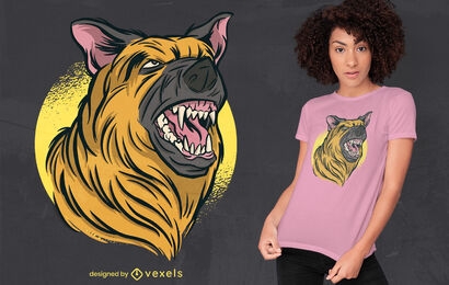 Diseño de camiseta de perro pastor alemán enojado
