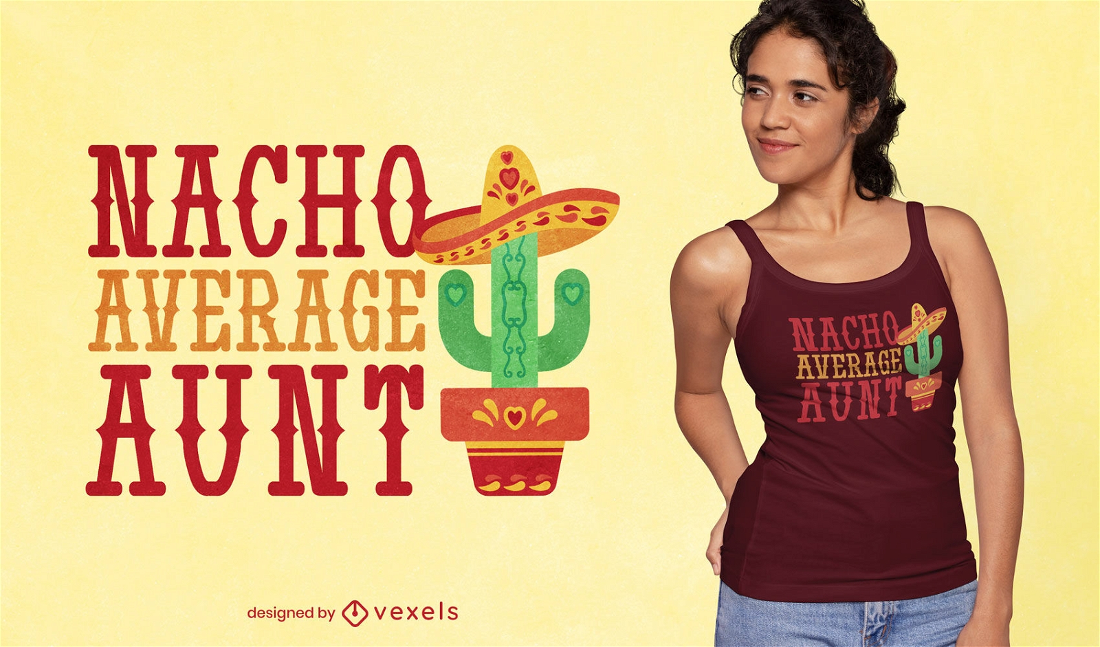 Divertido diseño de camiseta de tía mexicana nacho