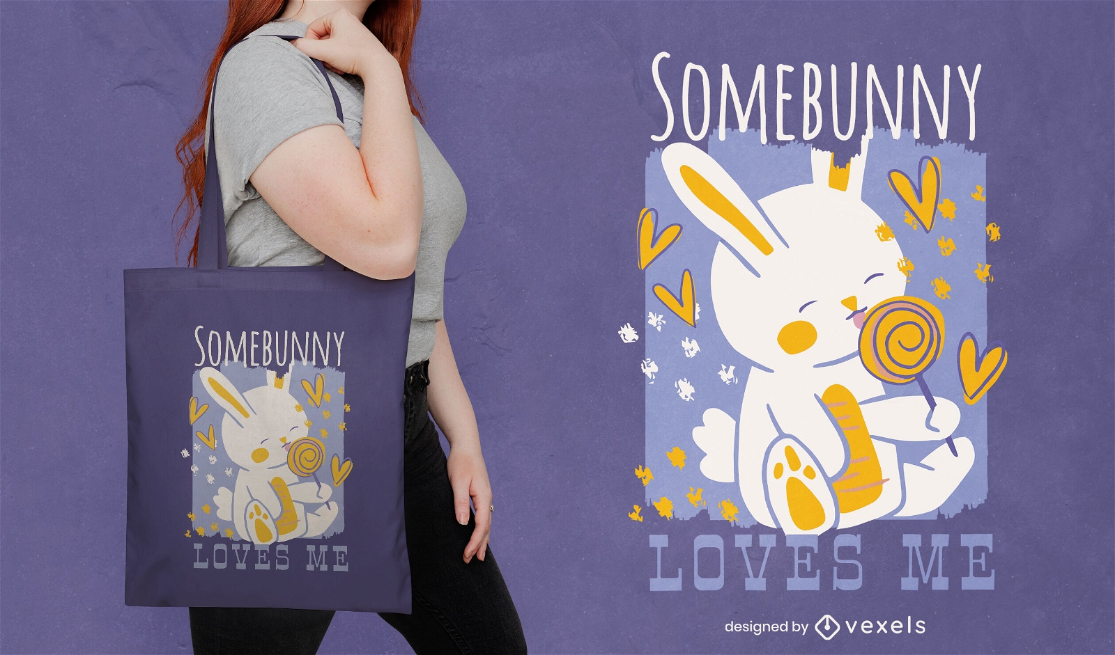 Baby bunny lollipop tote bag design