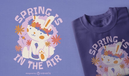 Diseño de camiseta de conejito de primavera.
