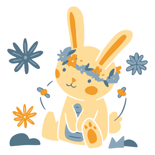 animal de coroa de flores de coelho Desenho PNG