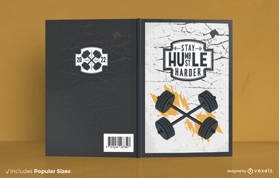 Diseño de portada de libro deportivo de pesas en llamas