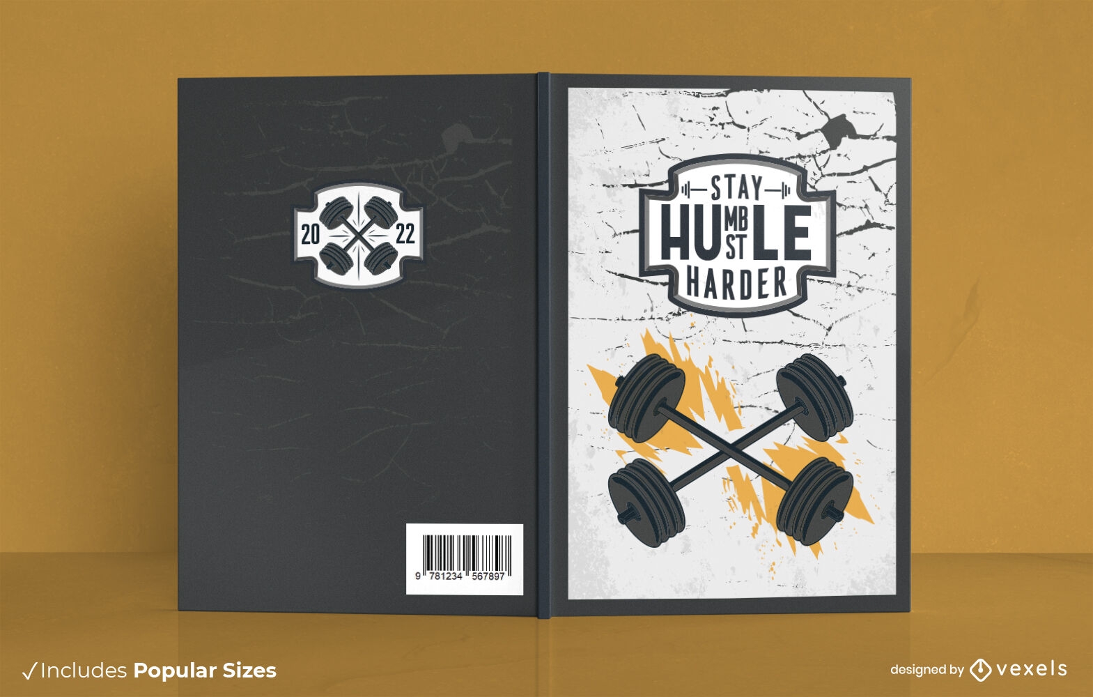 Pesos em fogo design de capa de livro de esporte