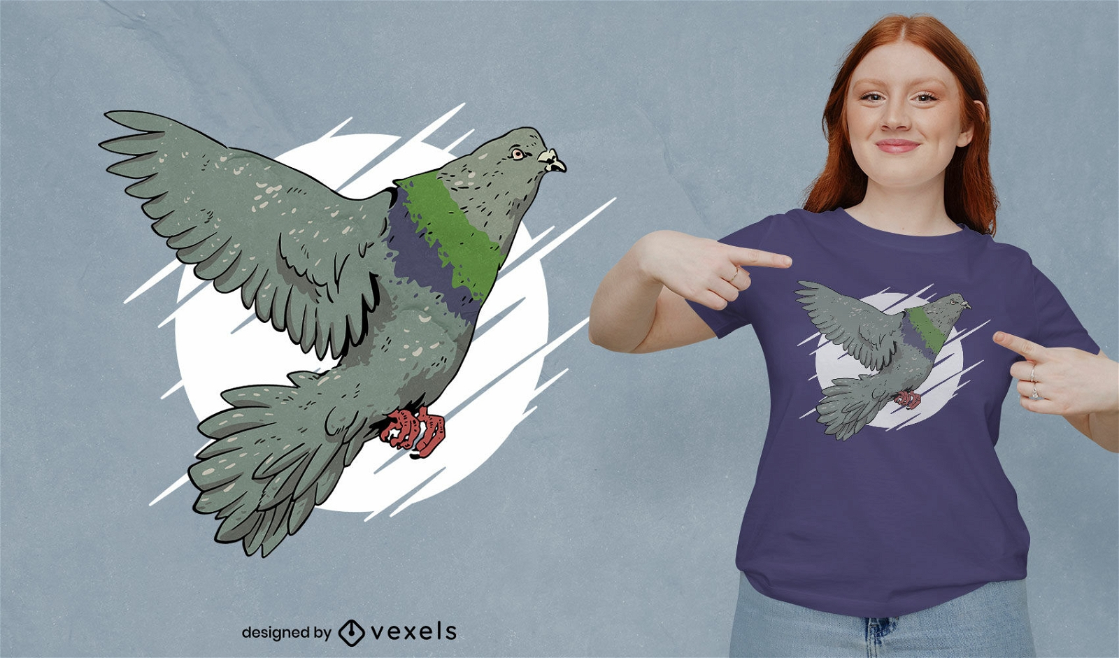Design de camiseta de pombo voador