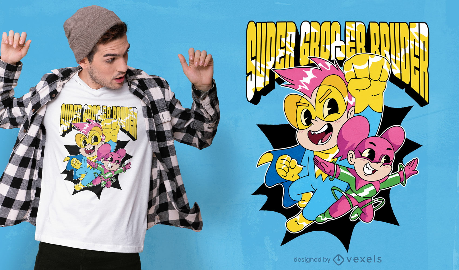 Design de camiseta de irmãos de super-heróis