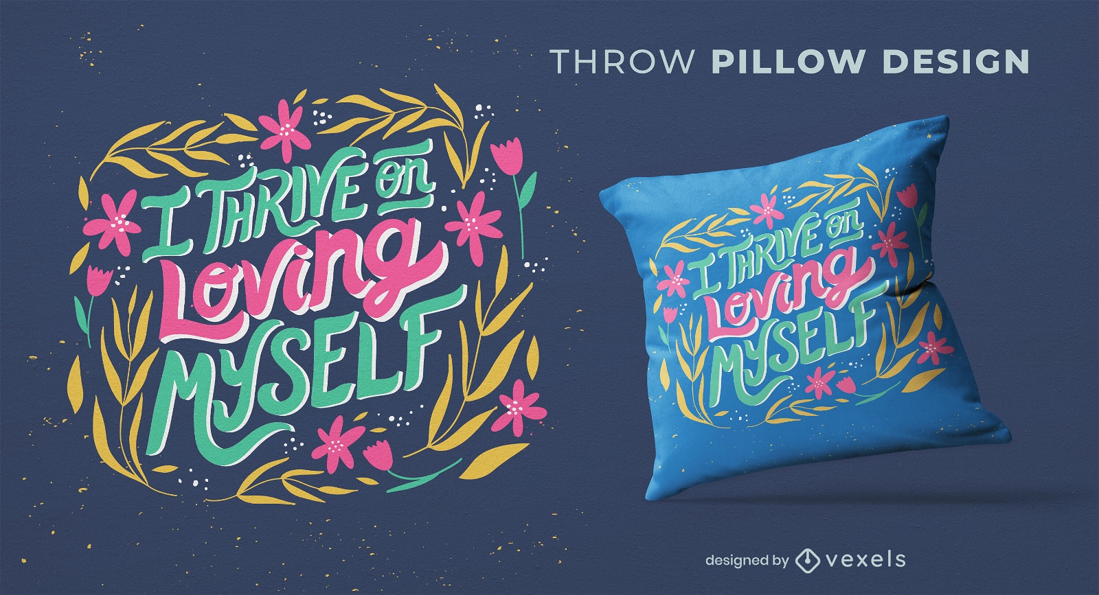 Loving myself throw pillow design
