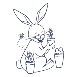 Coelho plantas animal personagem simples Desenho PNG