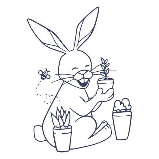 Bunny plants animal simple character