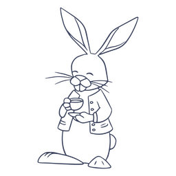 Bunny coffee animal simple character PNG Design Transparent PNG