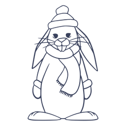 Conejito invierno animal carácter simple Diseño PNG