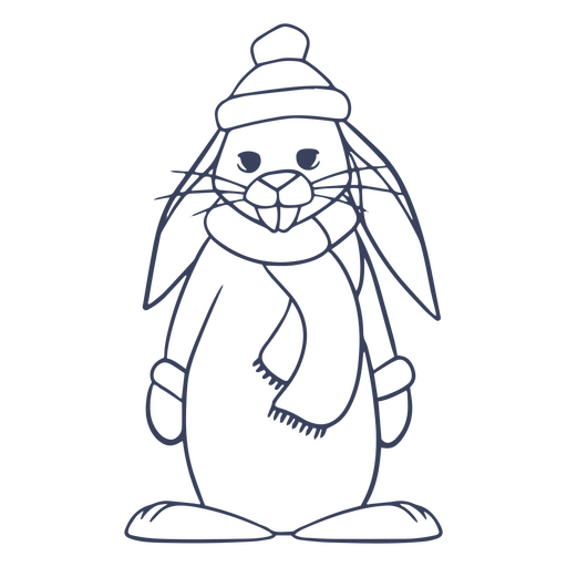 Conejito invierno animal carácter simple Diseño PNG