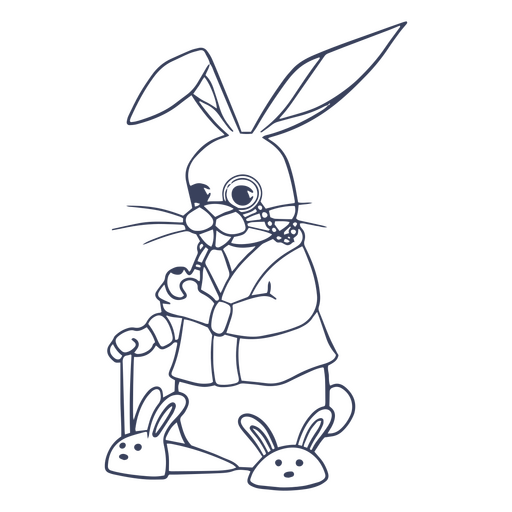 Bunny pipe animal simple character PNG Design