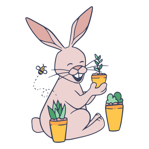 Personagem animal de plantas de coelho Desenho PNG