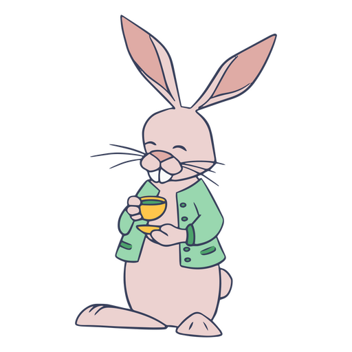 Personagem animal de café coelho Desenho PNG