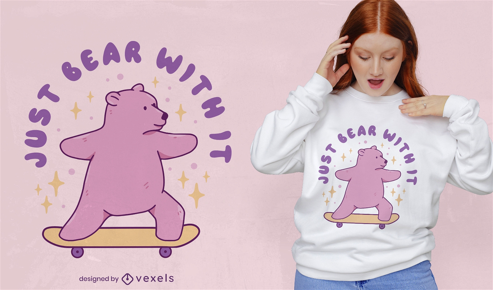 Diseño de camiseta de oso patinador.