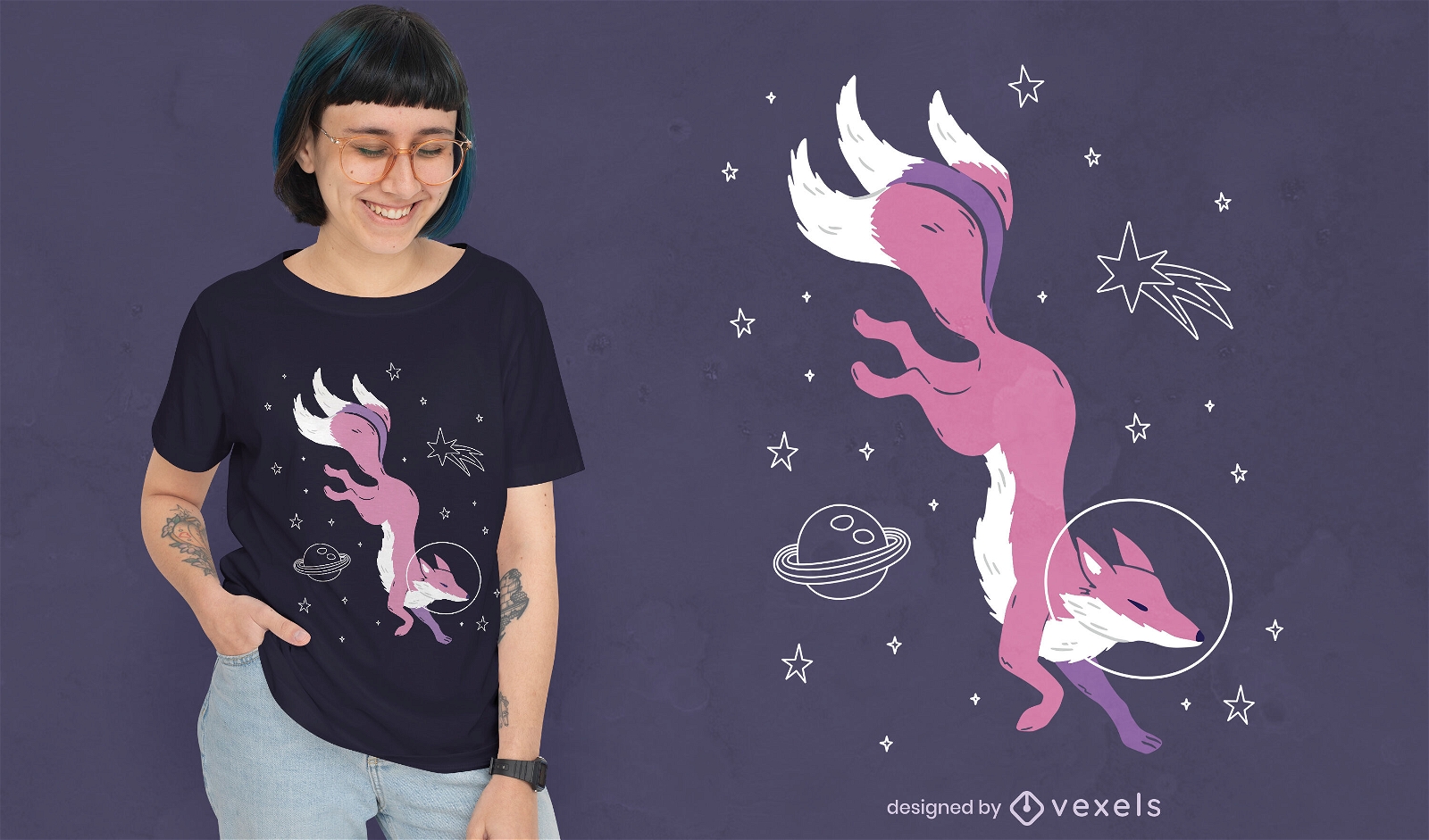 Space fox t-shirt design