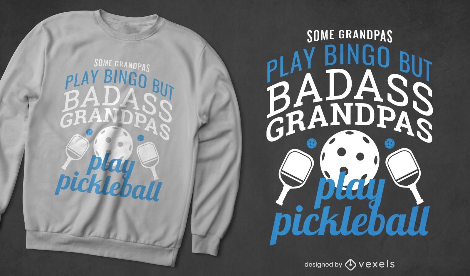 Design de camiseta com citação engraçada do vovô Pickleball