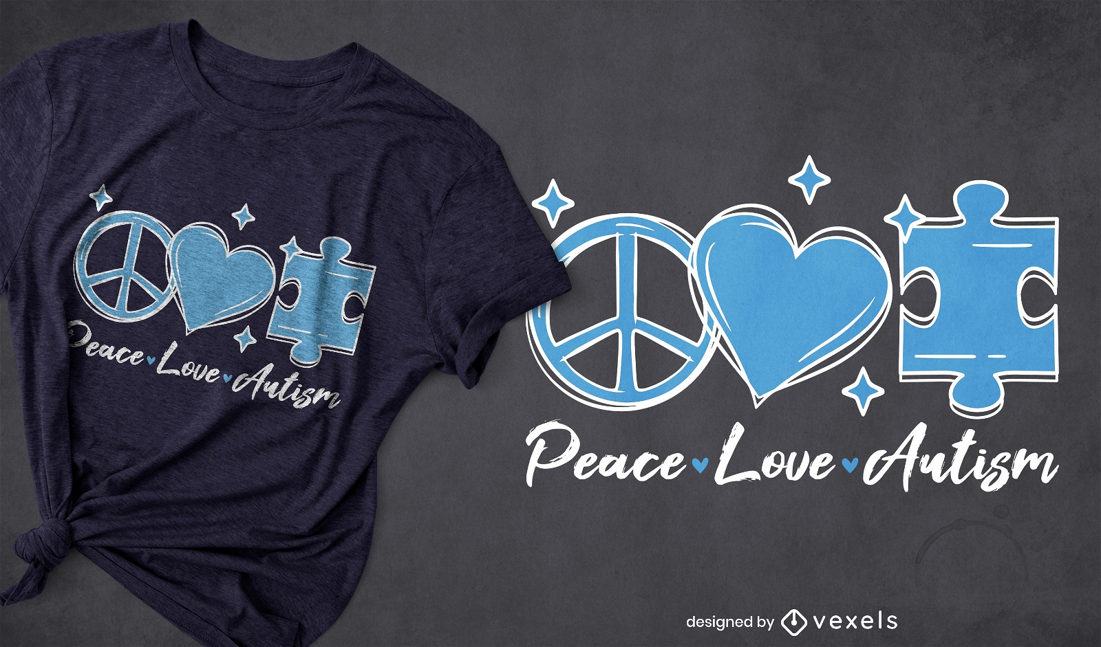 Diseño de camiseta con cita de paz y rompecabezas.