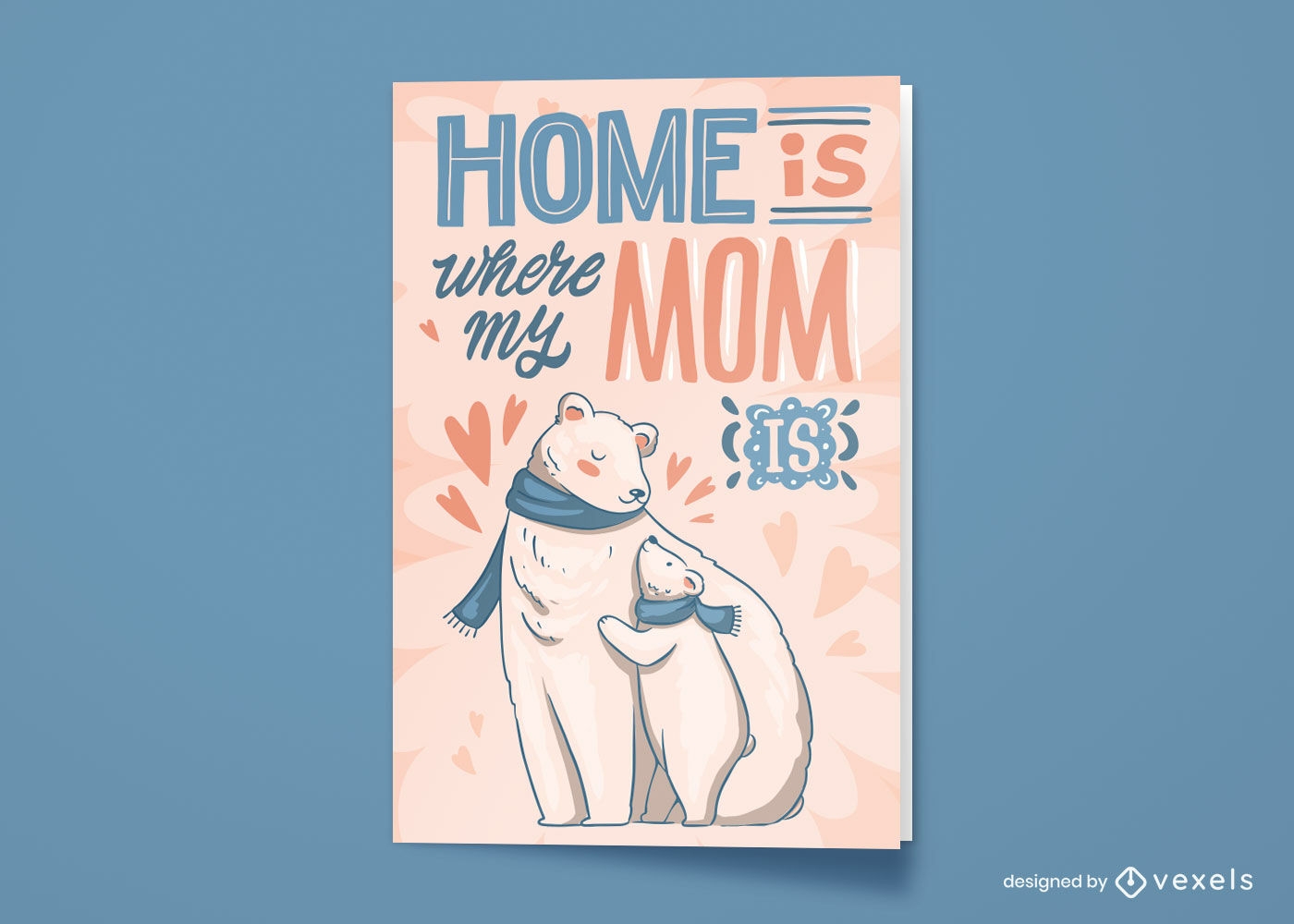 Design de cartão de saudação de urso polar do dia das mães