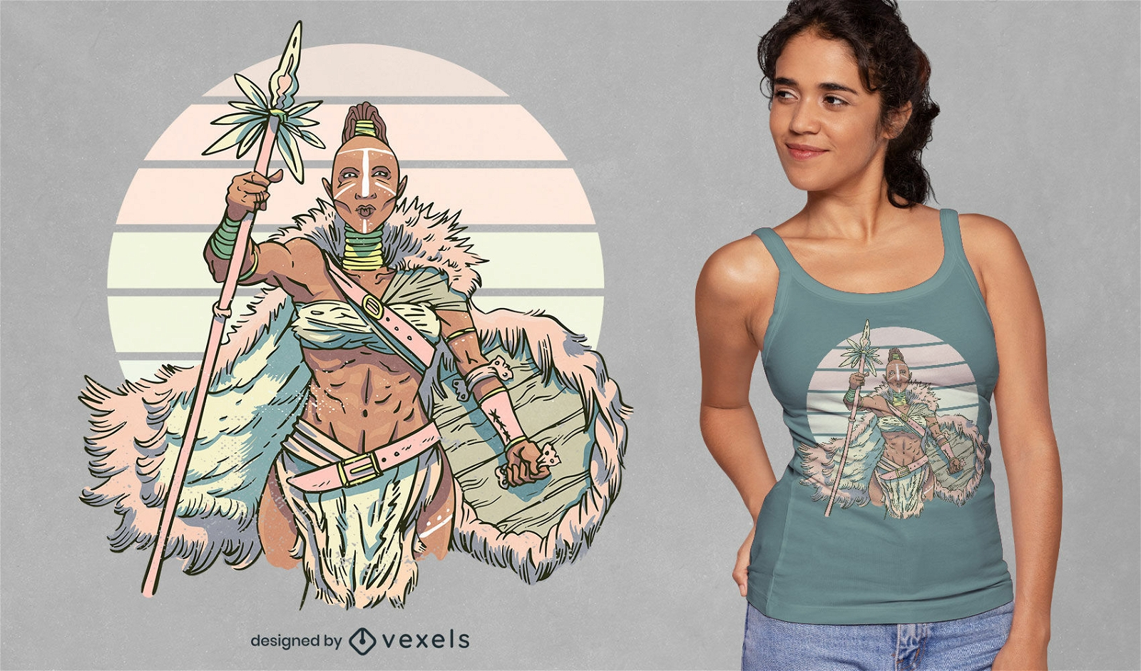 Dise?o de camiseta de mujer tribal guerrera