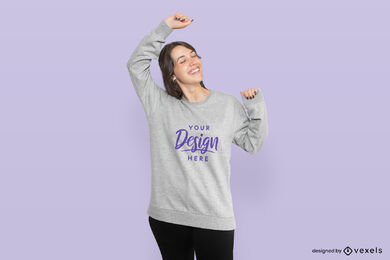 Maqueta de sudadera modelo mujer feliz
