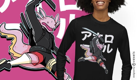 Design de camiseta de samurai Axolotl