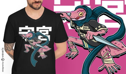 Diseño de camiseta Gecko samurai moderno