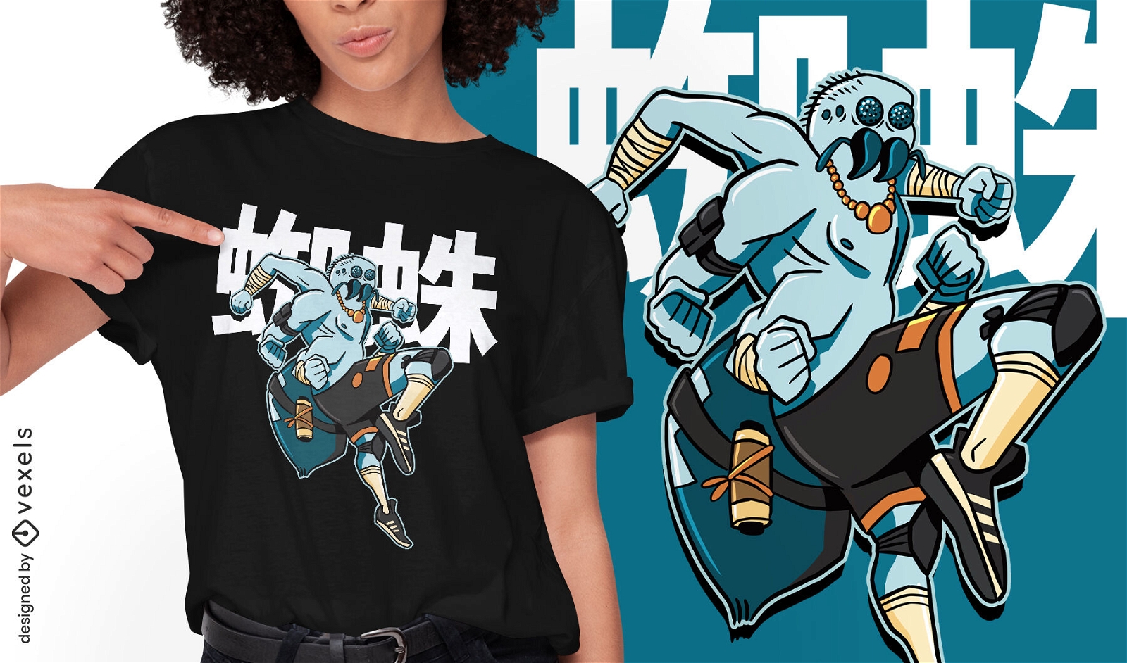 Spinnen-Samurai-Krieger-T-Shirt-Design