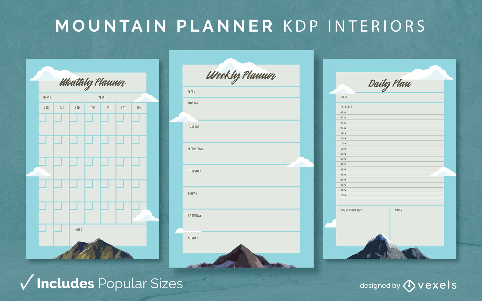 Plantilla de diario de montaña KDP diseño de interiores