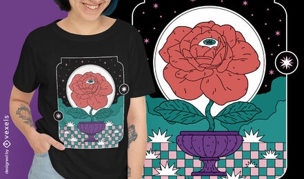 Rose mit Augen-T-Shirt-Design